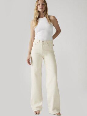 Levi's Ribcage Wide Leg Jeans Barely Freezing Ivory Off White W26 L32